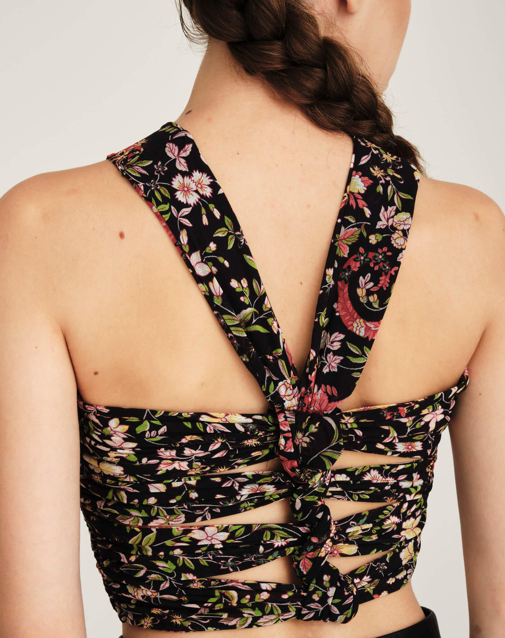 Etro - Black Floral Printed Halterneck Crop Top IT42